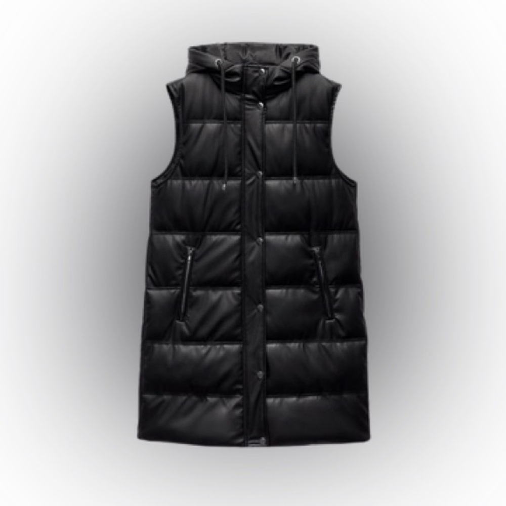 Zara Faux Leather Puffer Vest